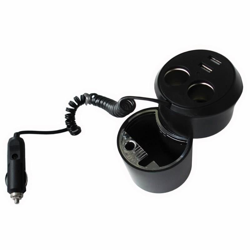 Ro Group Ashtray with cigarette lighter double socket and two USBs