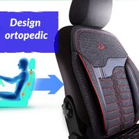 Panda London Car Seat Cover Set - Ssangyong Tivoli, with zippers for the folding bench, red - black, 11 pieces