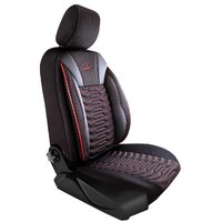 Set Huse Scaune Auto pentru Audi Q7 - Panda Paris, Negru cu cusatura rosie, 11 piese