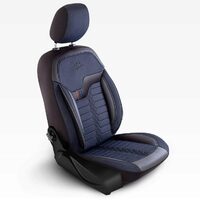 Set Huse Scaune Auto pentru Toyota Rav 4 - Panda Londra, cu fermoare pentru bancheta rabatabila, albastru - negru , 11 piese