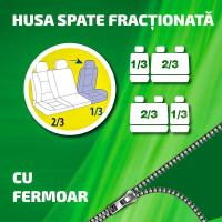 Huse Scaune Auto RoGroup Rider, cu fermoare pentru bancheta rabatabila, 11 bucati