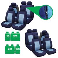 Huse Scaune Auto RoGroup Blue Jeans, cu fermoare pentru bancheta rabatabila, 9 Bucati