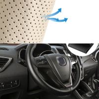 Husa volan din piele ecologica perforata, cu ac si ata pentru cusut, negru, 38 cm diametru