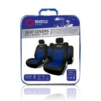 Set Huse Scaune Auto Sparco Sport, negru - albastru,  11 bucati