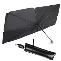 Umbrella-type folding sunshade for windshield, 135 x 79 cm, black