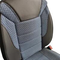 Set Huse Scaune Auto DeluxeBoss Classico, pentru bancheta rabatabila fractionata, 11 piese, albastru-alb