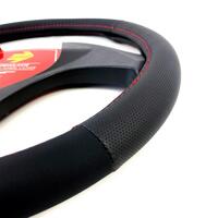 Husa volan MOMO Easy din  piele ecologica, negru cu rosu