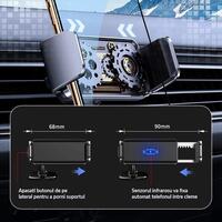 Car holder for phone with sensor and automatic fixing, black