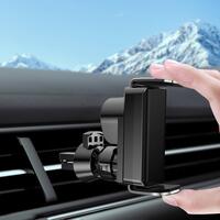 Car holder for phone with sensor and automatic fixing, black