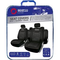 Set Huse Scaune Auto Sparco Sport, negru, 9 bucati