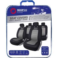 Set Huse Scaune Auto Sparco Ergo Sport, negru - gri, 9 bucati