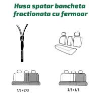 Huse Scaune Auto Luxury Negru Crem, cu fermoare pentru bancheta rabatabila, 9 bucati