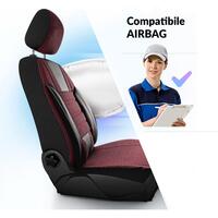 Set Huse Scaune Auto Panda Confort, negru - visiniu, 11 piese