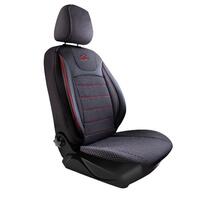 Set Huse Scaune Auto Panda Prestige, Negru cu cusatura Rosie, 11 piese