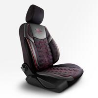 Set Huse Scaune Auto Panda Berlin, negru cu cusatura rosie, 11 piese