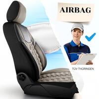 Panda Berlin Car Seat Cover Set, beige - black, 11 pieces