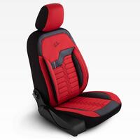 Set of Panda London Car Seat Covers, with zippers for the folding seat, red black, 11 pieces
