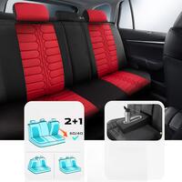 Set of Panda London Car Seat Covers, with zippers for the folding seat, red black, 11 pieces