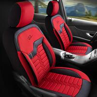Set of Panda London Car Seat Covers, with zippers for the folding seat, red black, 11 pieces