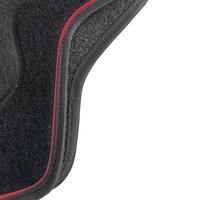 Set Covorase Auto Universale Custo Twin, Mocheta, negru cu bordura rosie, 4 buc