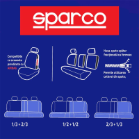 Set Huse Scaune Auto Sparco Sport, negru - albastru,  11 bucati