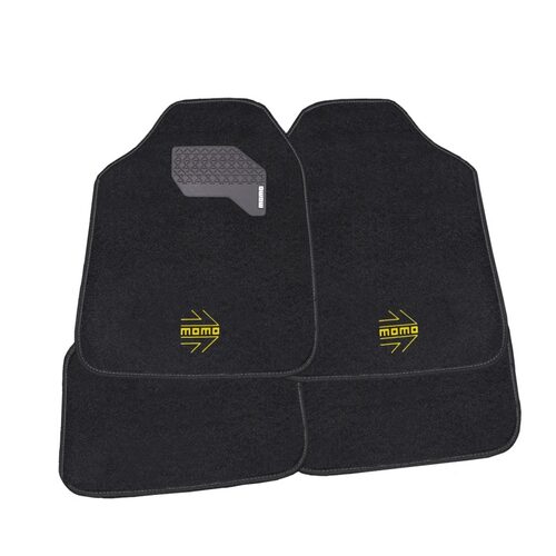 Set 4 bucati Covorase mocheta MOMO Arrow, negru- galben