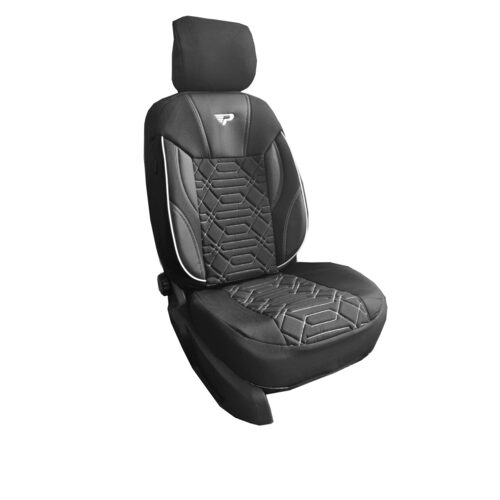 Set Huse Scaune Auto Panda Monaco, cu fermoare pentru bancheta rabatabila, negru gri, 11 piese