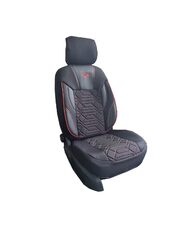Set Huse Scaune Auto Panda Monaco, cu fermoare pentru bancheta rabatabila, negru cu cusatura rosie, 11 piese