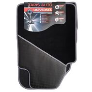 Set Covorase Auto Universale Custo Pol Marto, Mocheta, negru cu bordura gri, 4 buc