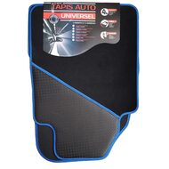 Set Covorase Auto Universale Custo Pol Marto, Mocheta, negru cu bordura albastra, 4 buc
