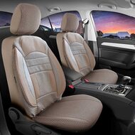 Set Huse Scaune Auto DeluxeBoss, pentru bancheta rabatabila fractionata, 11 piese, bej