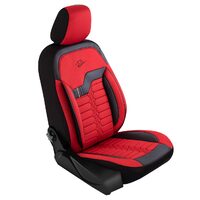 Set of Panda London Car Seat Covers, with zippers for the folding seat, red black, 11 pieces
