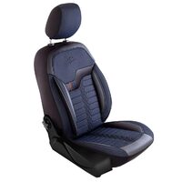 Set Huse Scaune Auto pentru Volkswagen Golf 3 - Panda Londra, cu fermoare pentru bancheta rabatabila, albastru - negru , 11 piese