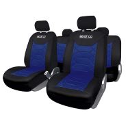 Set Huse Scaune Auto Sparco Sport, negru - albastru,  11 bucati