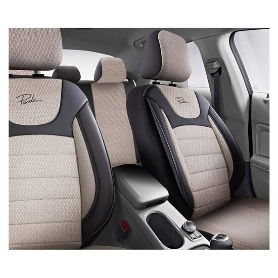 Set Huse Scaune Auto Panda Prestige, Negru-Bej, 11 piese