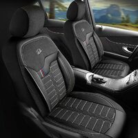 Set Huse Scaune Auto Panda Londra, cu fermoare pentru bancheta rabatabila, negru gri, 11 piese