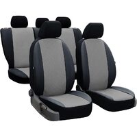 SET HUSE SCAUNE AUTO POK-TER PERLINE, PIELE ECOLOGICA, NEGRU - GRI, 9 PIESE
