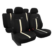 SET HUSE SCAUNE AUTO POK-TER GTR, PIELE ECOLOGICA, NEGRU - BEJ, 9 PIESE