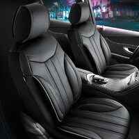 Set Panda Miami Autositzbezüge, mit Reißverschlüssen für den Klappsitz, schwarzgrau, 11-teilig