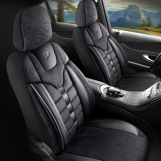 Panda Toronto Car Seat Cover Set - Mazda CX-5, Alcantara type, with zippers for the folding bench, black, 11 pieces