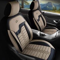 Panda London Car Seat Cover Set - Volvo XC60, with zippers for the folding bench, beige - black, 11 pieces